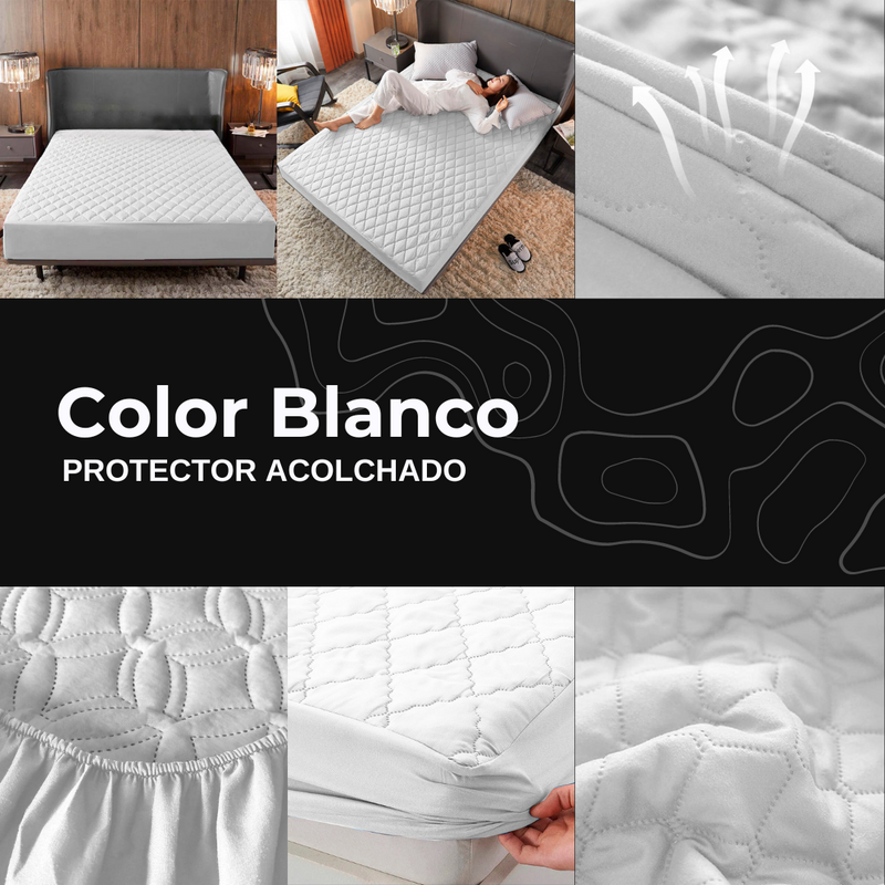 PROTECTOR DE COLCHÓN ANTIFLUIDO ACOLCHADO + ¡2 Fundas de Almohada de REGALO!