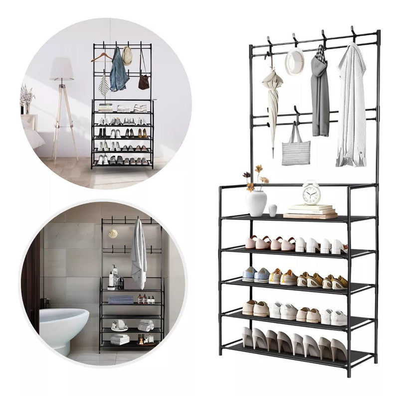2 en 1 - Zapatero Perchero Organizador 5 Niveles - 50% OFF