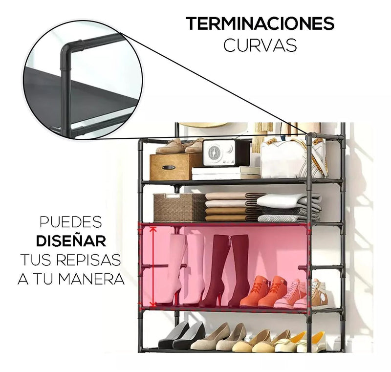 2 en 1 - Zapatero Perchero Organizador 5 Niveles - 50% OFF