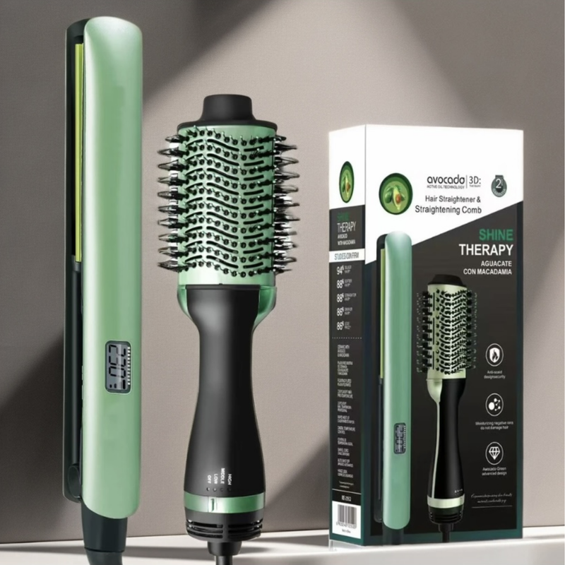 2 en 1 | Plancha Y Cepillo Secador Avocado COMBO